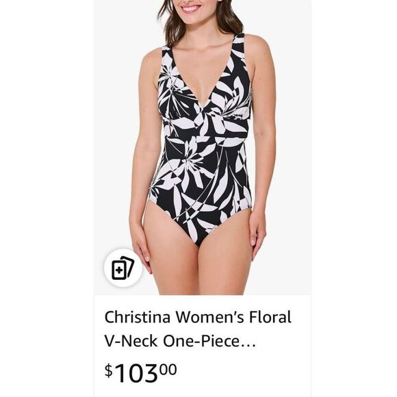 Christina Women’s Floral V-Neck One-Piece with Underwire Support, Tummy Tamer - Picture 8 of 8